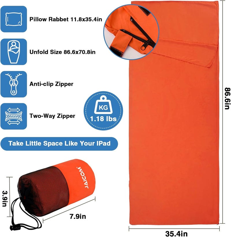 JAICOM Sleeping Bag Liner, Travel Sheets & Adult Sleep Sack, Ultralight and Portable Summer Sleeping Bag - Ideal for Backpacking, Hotels and Hostels, Business Trips, Camping - Image 2